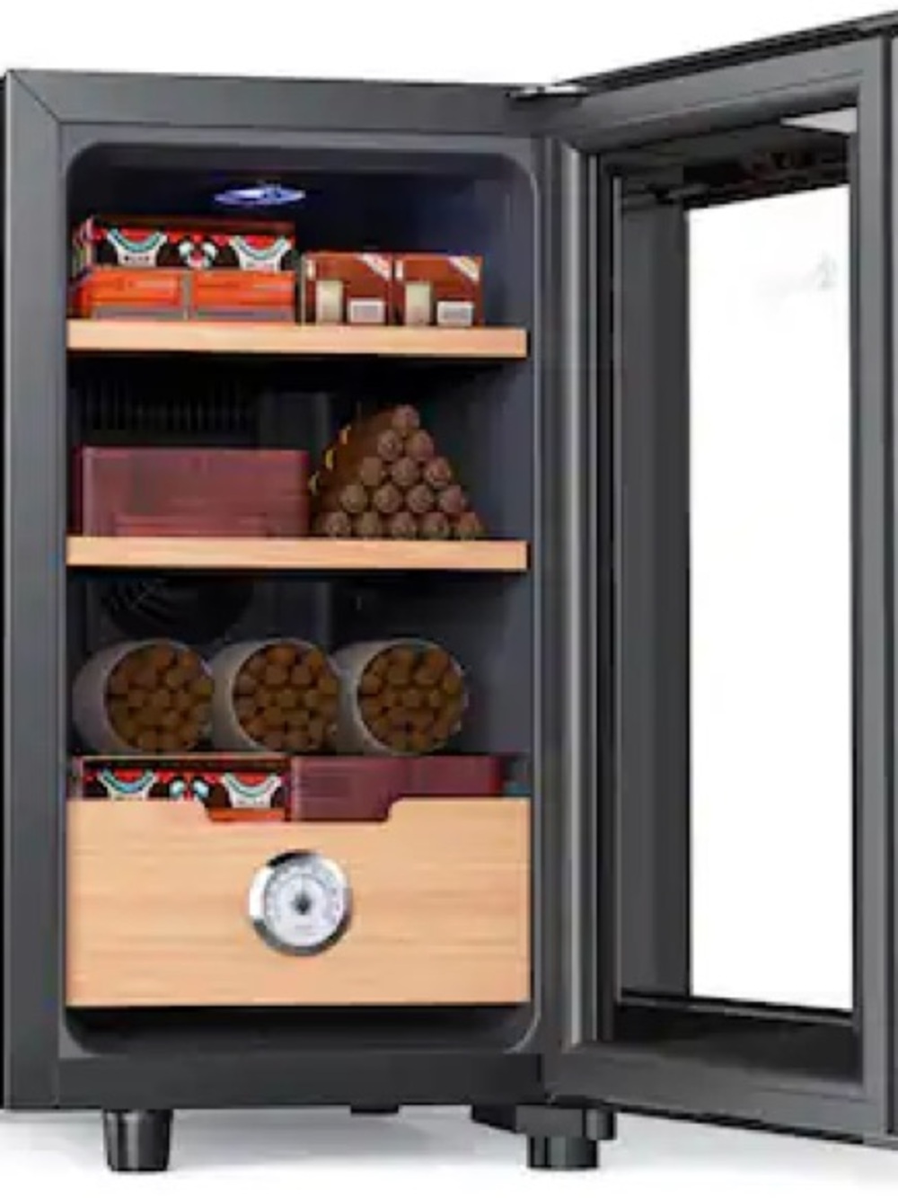 KingChii - 23L Thermoelectric Cigar Humidor Storage Cabinet with Temp Control, S